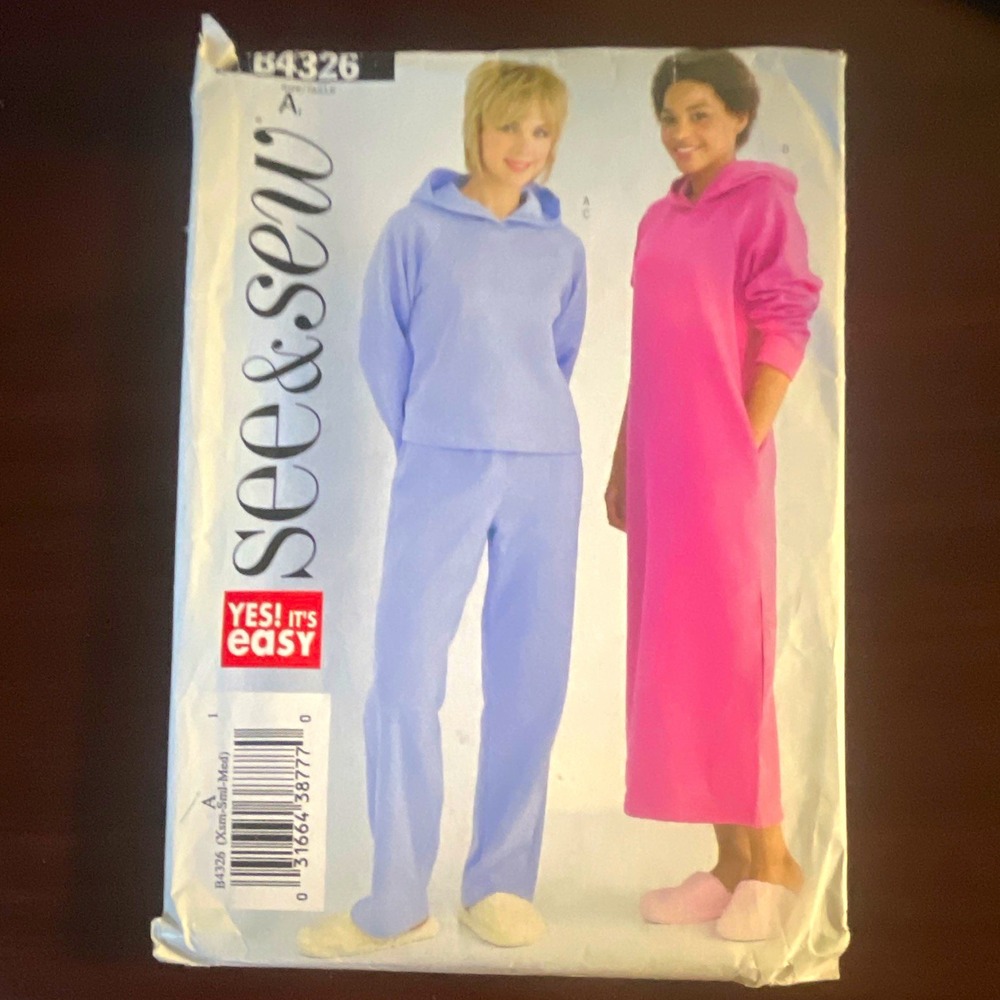 See & Sew B4326 Misses Loungewear Sewing Pattern Hooded Top Robe Pants XS-XL